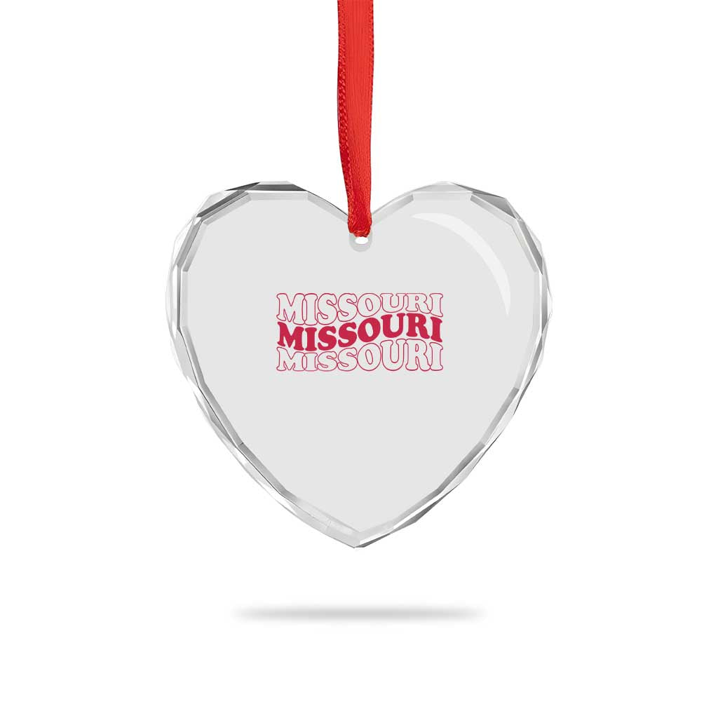 Retro Missouri State Pride Heart Crystal Glass Ornament Groovy Wavy Typography TS12 Print Your Wear