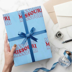 Retro Missouri State Pride Wrapping Paper Roll Groovy Wavy Typography TS12 Light Blue Print Your Wear