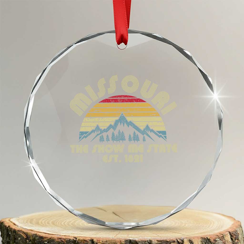 Retro Missouri The Show Me State USA America Souvenir Gift Crystal Glass Ornament The Show Me State USA America Souvenir TS14 Transparent Glass 3'' Circle Print Your Wear