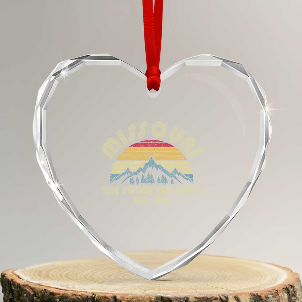 Retro Missouri The Show Me State USA America Souvenir Gift Heart Crystal Glass Ornament The Show Me State USA America Souvenir TS14 Transparent Glass 3'' Heart Print Your Wear