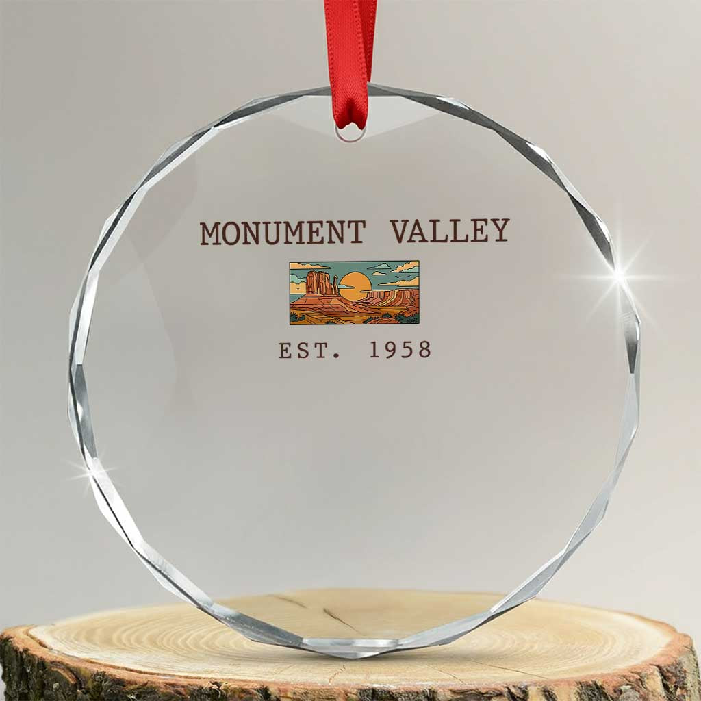 Retro Monument Valley Arizona Sunset Established 1958 Crystal Glass Ornament Southwest Desert Road Trip Eagle Nature Souvenir TS14 Transparent Glass 3'' Circle Print Your Wear