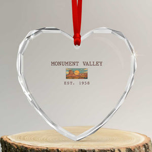 Retro Monument Valley Arizona Sunset Established 1958 Heart Crystal Glass Ornament Southwest Desert Road Trip Eagle Nature Souvenir