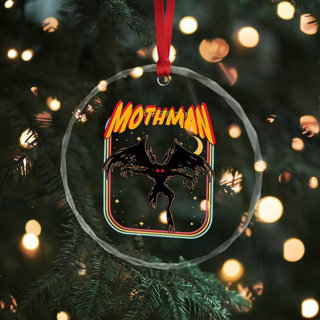 Retro Mothman Crystal Glass Ornament Vintage Comicbook Style Cryptid Lore Cryptozoology TS10 Print Your Wear