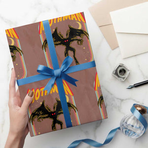 Retro Mothman Wrapping Paper Roll Vintage Comicbook Style Cryptid Lore Cryptozoology TS10 Mocha Print Your Wear