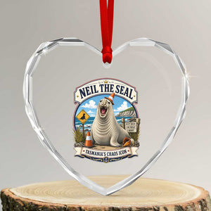 Retro Neil the Seal Tasmanias Chaos Icon Heart Crystal Glass Ornament Funny Roaring Elephant Seal Traffic Cone Meme