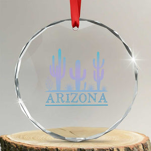 Retro Neon Silhouette Cactus Arizona Graphic Crystal Glass Ornament Modern Southwest Desert Aesthetic Travel Souvenir