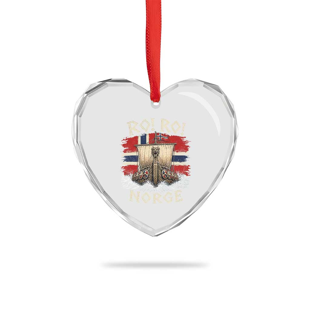 Retro Norge Viking Longship Ro Ro Heart Crystal Glass Ornament Patriotic Norge Norwegian Flag Funny Rowing Support TS02 Print Your Wear