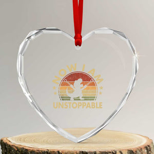 Retro Now I Am Unstoppable Heart Crystal Glass Ornament Funny Dinosaur Dino Gifts Vintage