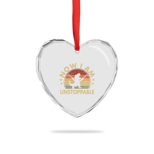 Retro Now I Am Unstoppable Heart Crystal Glass Ornament Funny Dinosaur Dino Gifts Vintage