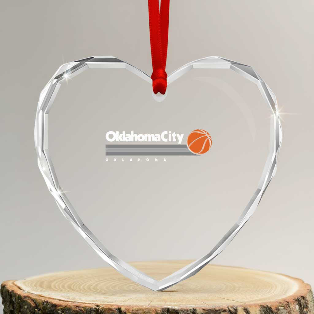 Retro Oklahoma City Basketball Heart Crystal Glass Ornament Vintage OKC Hoops Lover Sports Fan TS02 Transparent Glass 3'' Heart Print Your Wear