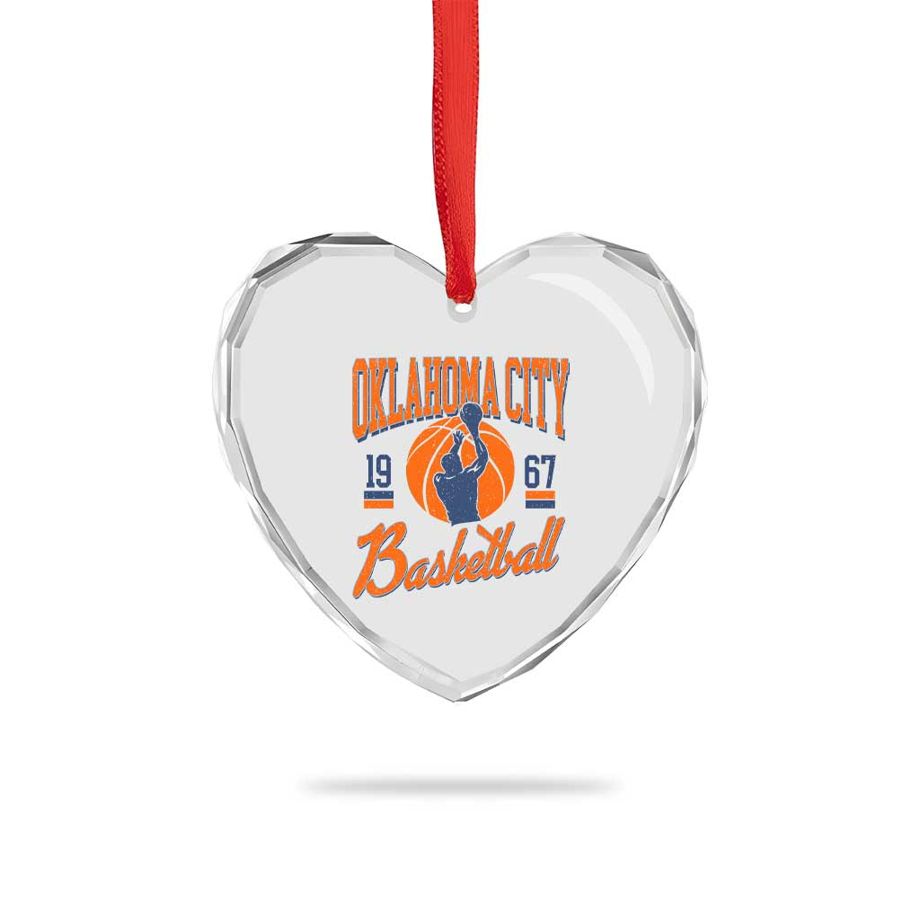 Retro Oklahoma City Basketball Heart Crystal Glass Ornament Vintage OKC Since 1967 Hoops Lover Sports Fan TS02 Print Your Wear