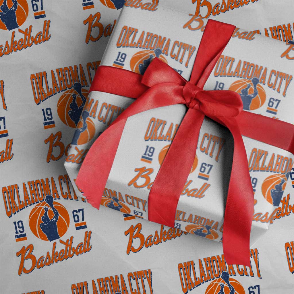 Retro Oklahoma City Basketball Wrapping Paper Roll Vintage OKC Since 1967 Hoops Lover Sports Fan TS02 White Print Your Wear