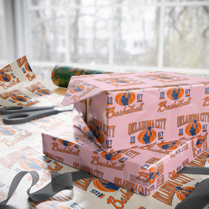 Retro Oklahoma City Basketball Wrapping Paper Roll Vintage OKC Since 1967 Hoops Lover Sports Fan TS02 Light Pink Print Your Wear