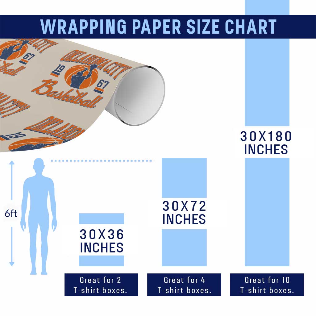 Retro Oklahoma City Basketball Wrapping Paper Roll Vintage OKC Since 1967 Hoops Lover Sports Fan TS02 Print Your Wear