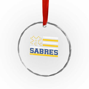 Retro Patriotic Sabres Name Pride American Flag Crystal Glass Ornament Distressed Sports Fan Graphic TS02 Print Your Wear