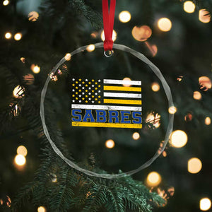 Retro Patriotic Sabres Name Pride American Flag Crystal Glass Ornament Distressed Sports Fan Graphic TS02 Print Your Wear