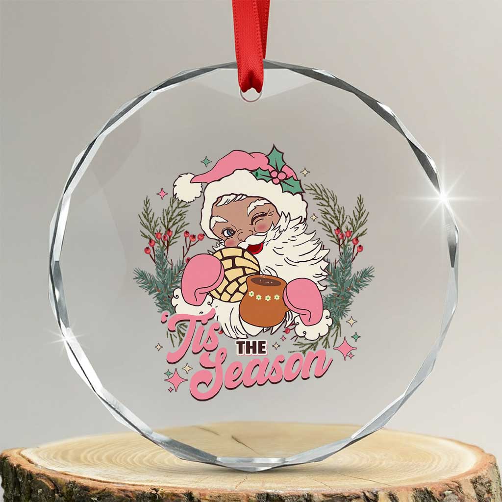 Retro Pink Santa Crystal Glass Ornament Tis The Season Feliz Navidad Latin America Mexican Christmas TS02 Transparent Glass 3'' Circle Print Your Wear