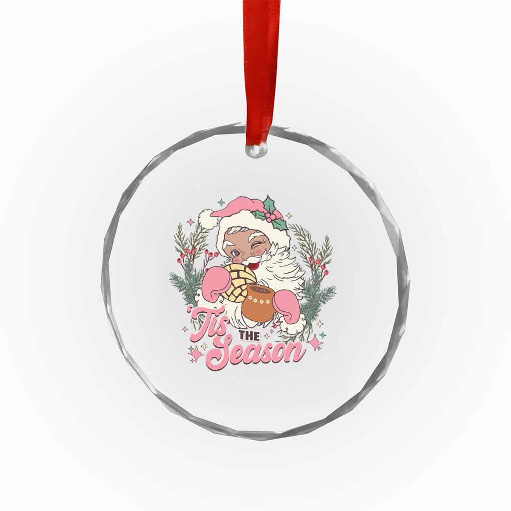 Retro Pink Santa Crystal Glass Ornament Tis The Season Feliz Navidad Latin America Mexican Christmas TS02 Print Your Wear