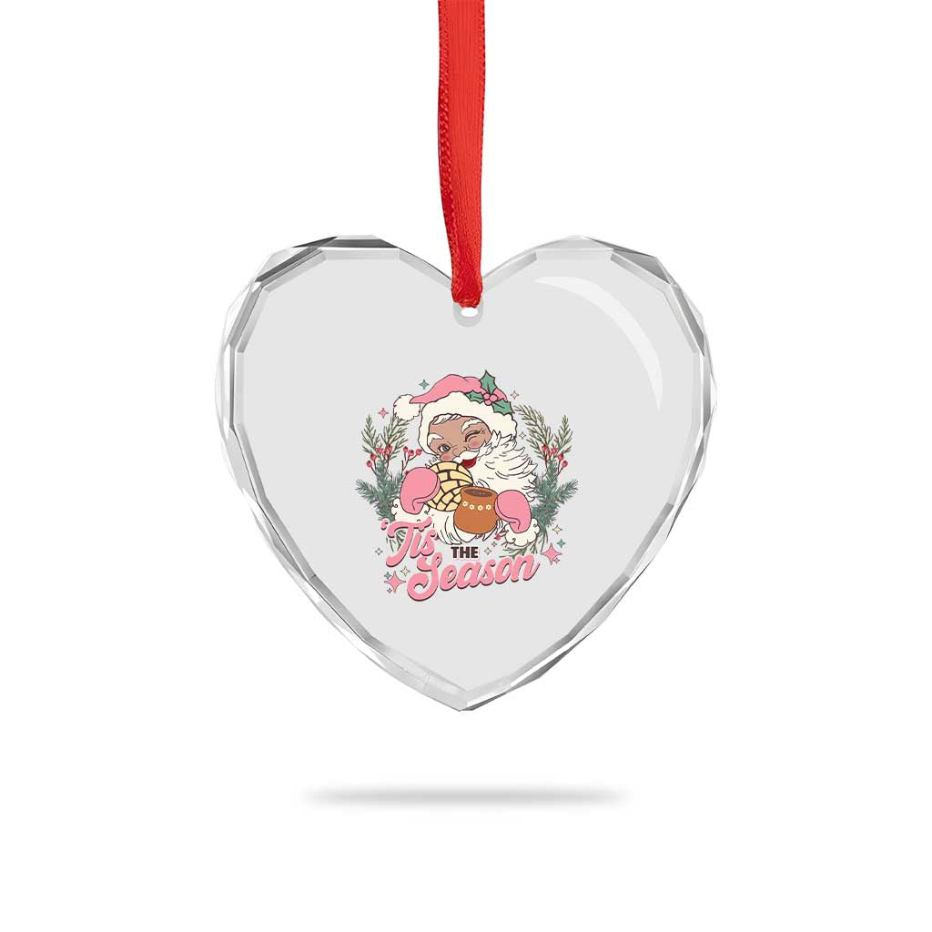 Retro Pink Santa Heart Crystal Glass Ornament Tis The Season Feliz Navidad Latin America Mexican Christmas TS02 Print Your Wear