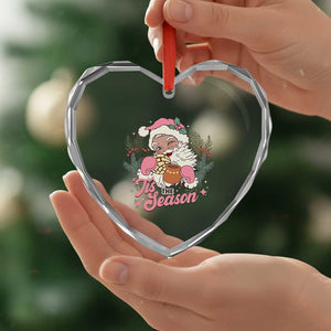 Retro Pink Santa Heart Crystal Glass Ornament Tis The Season Feliz Navidad Latin America Mexican Christmas TS02 Print Your Wear