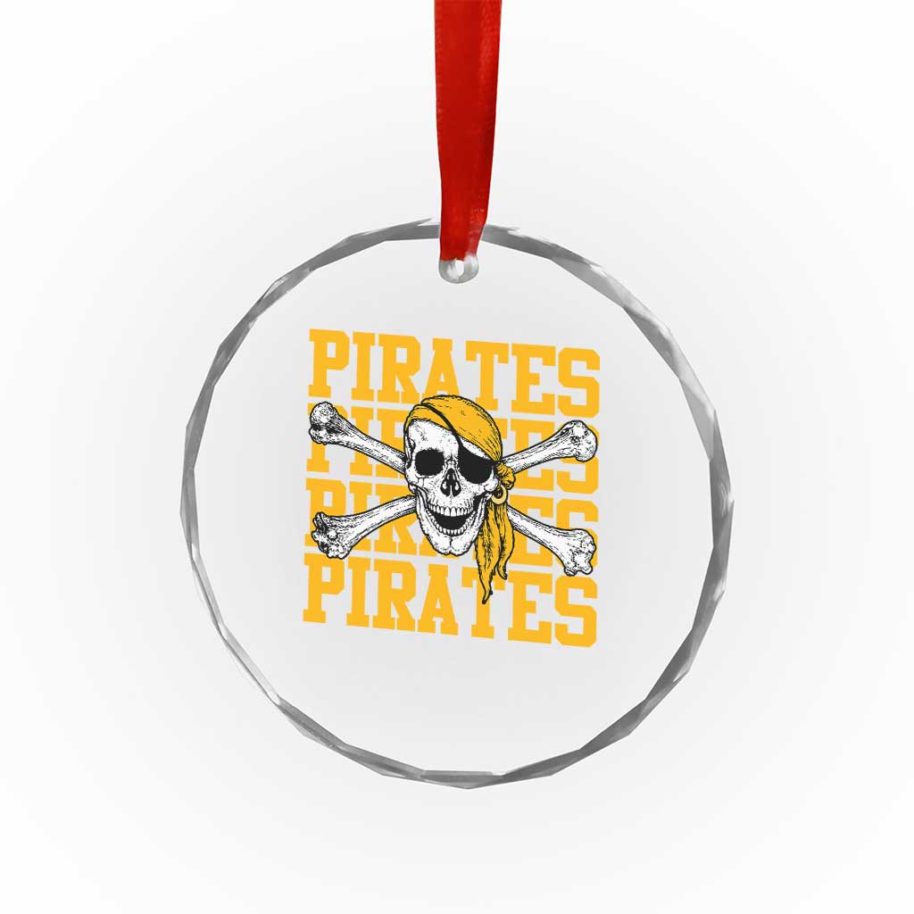 Retro Pirates Crystal Glass Ornament Vintage Retro Skull Crossbones Baseball Fans TS10 Print Your Wear