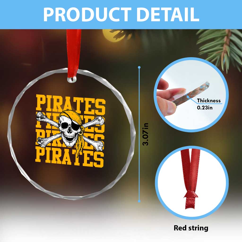 Retro Pirates Crystal Glass Ornament Vintage Retro Skull Crossbones Baseball Fans TS10 Print Your Wear