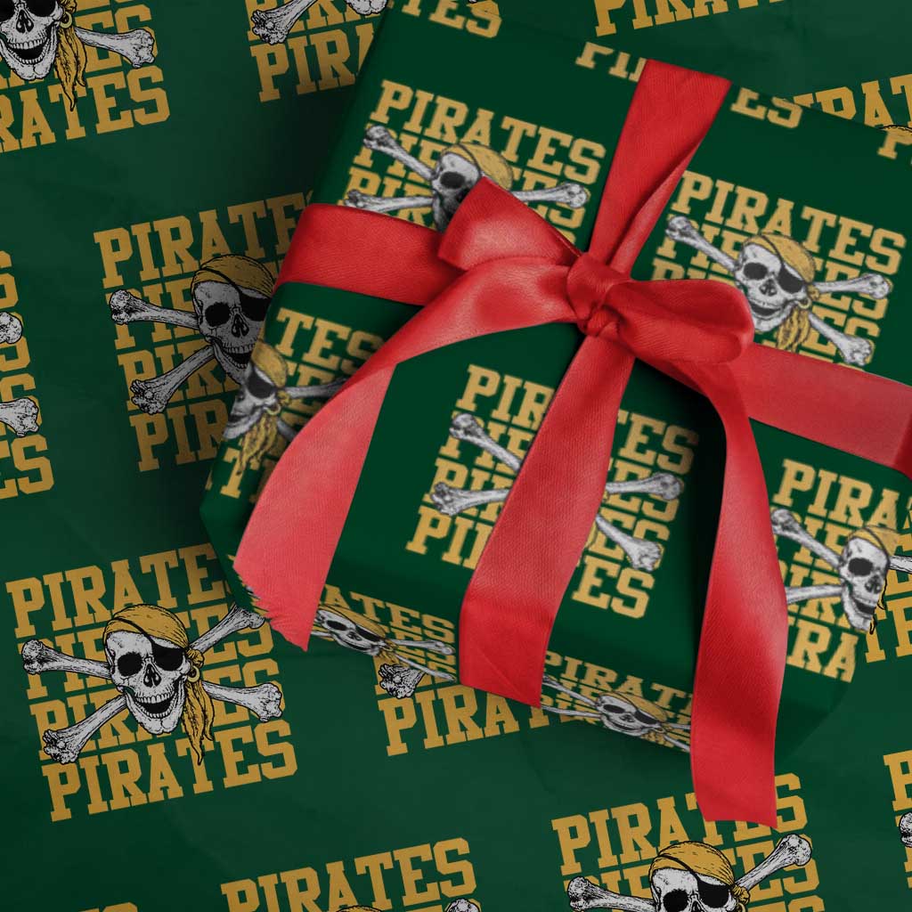 Retro Pirates Wrapping Paper Roll Vintage Retro Skull Crossbones Baseball Fans TS10 Green Print Your Wear