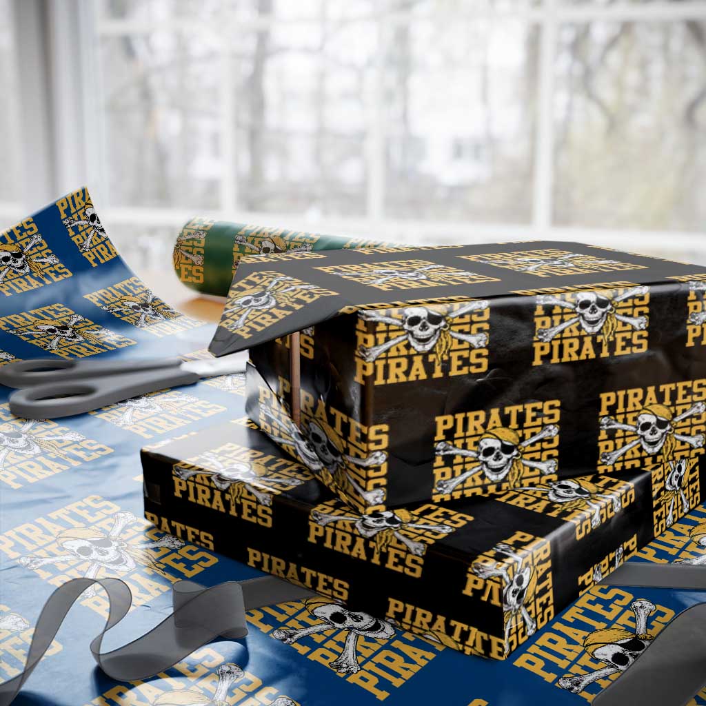 Retro Pirates Wrapping Paper Roll Vintage Retro Skull Crossbones Baseball Fans TS10 Black Print Your Wear