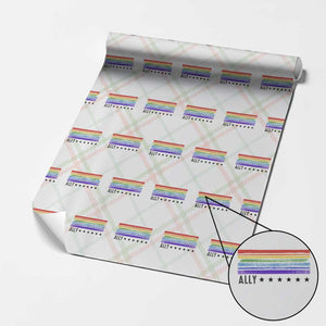 Retro Rainbow Ally Distressed Stripes Graphic Wrapping Paper Roll LGBTQ Support Pride Month