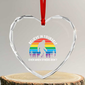 Retro Rainbow Bigfoot Heart Crystal Glass Ornament Believe In Yourself Even When Others Don't TS14 Transparent Glass 3'' Heart Print Your Wear
