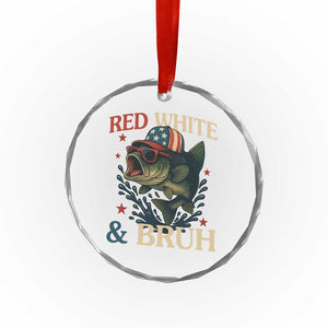 Retro Red White And Bruh Fishing Crystal Glass Ornament Funny Patriotic Bass 4th Of July TS02 Print Your Wear