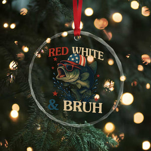 Retro Red White And Bruh Fishing Crystal Glass Ornament Funny Patriotic Bass 4th Of July TS02 Print Your Wear