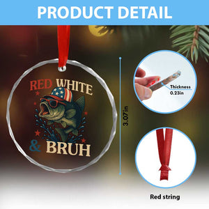 Retro Red White And Bruh Fishing Crystal Glass Ornament Funny Patriotic Bass 4th Of July TS02 Print Your Wear