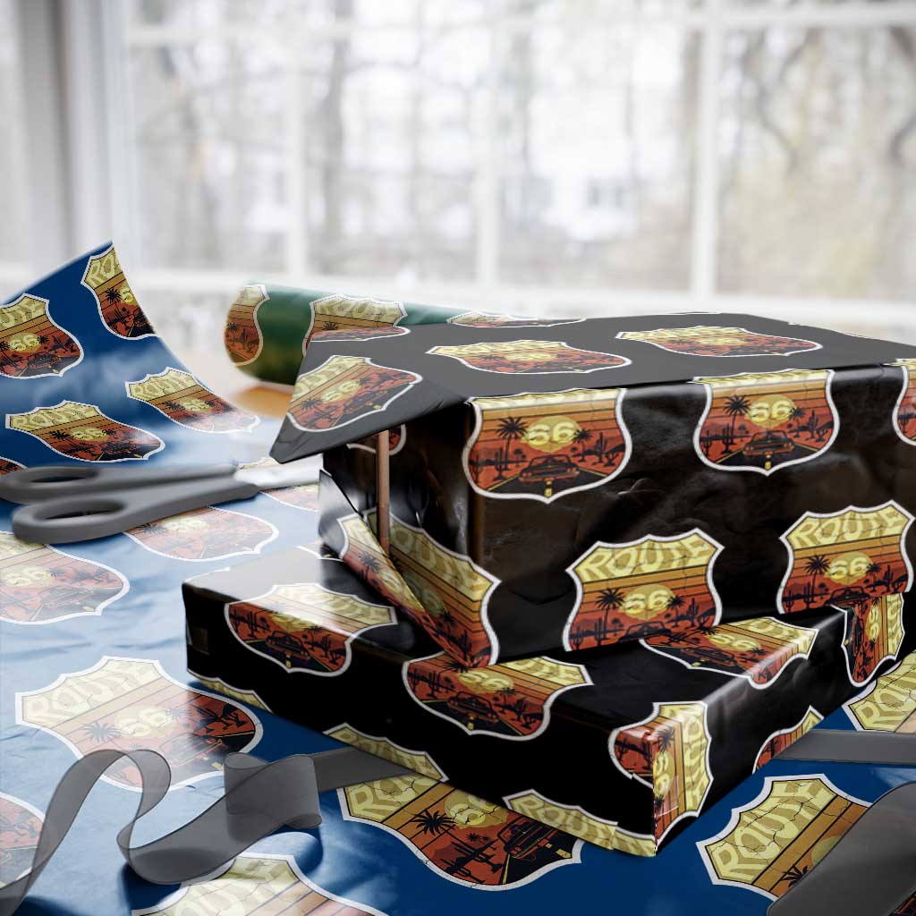 Retro Route Highway 66 Wrapping Paper Roll Vintage Americana Road Trip TS12 Black Print Your Wear