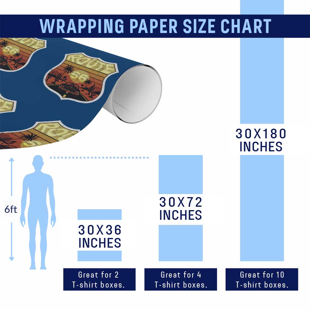 Retro Route Highway 66 Wrapping Paper Roll Vintage Americana Road Trip TS12 Print Your Wear