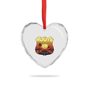 Retro Route Highway 66 Heart Crystal Glass Ornament Vintage Americana Road Trip TS12 Print Your Wear