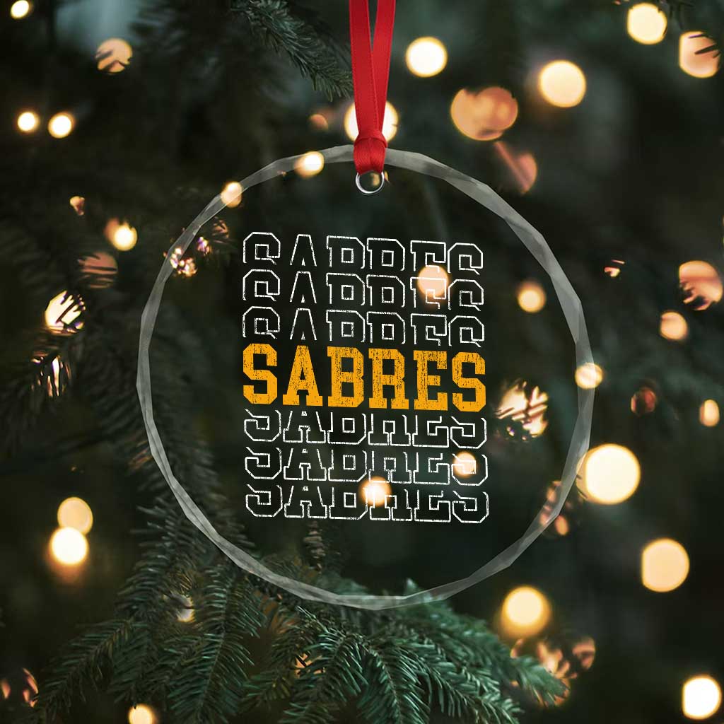Retro Sabres Name Script Style Crystal Glass Ornament Vintage Distressed Sports Spirit Fan Pride TS02 Print Your Wear