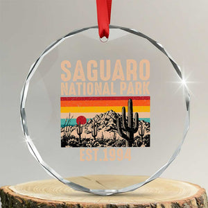 Retro Saguaro National Park Arizona EST 1994 Crystal Glass Ornament Desert Cactus Sunset Hiking Camping Nature Souvenir