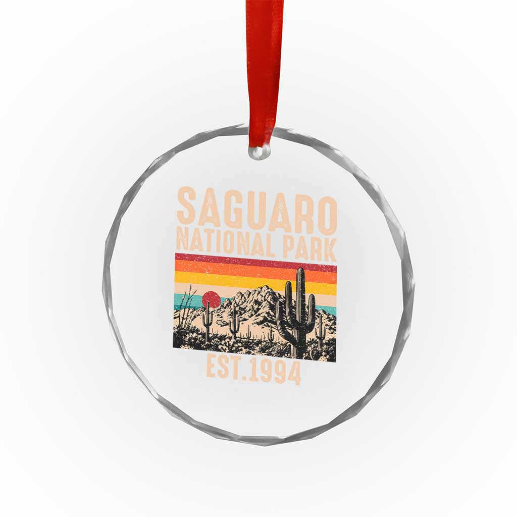 Retro Saguaro National Park Arizona EST 1994 Crystal Glass Ornament Desert Cactus Sunset Hiking Camping Nature Souvenir