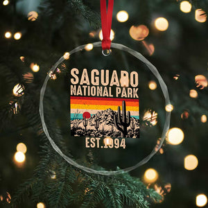 Retro Saguaro National Park Arizona EST 1994 Crystal Glass Ornament Desert Cactus Sunset Hiking Camping Nature Souvenir