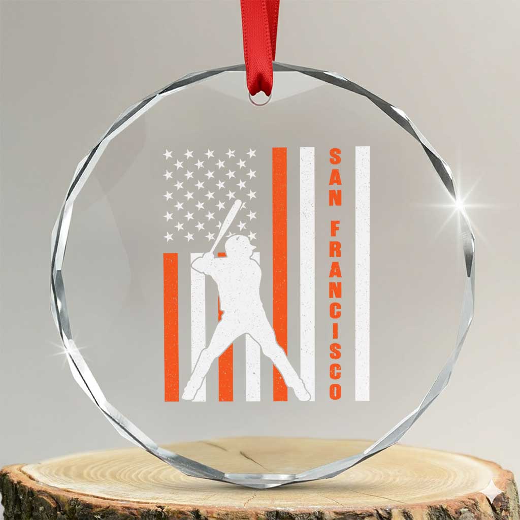 Retro San Francisco Crystal Glass Ornament Cool Distressed Baseball Fans SF USA Flag TS10 Transparent Glass 3'' Circle Print Your Wear