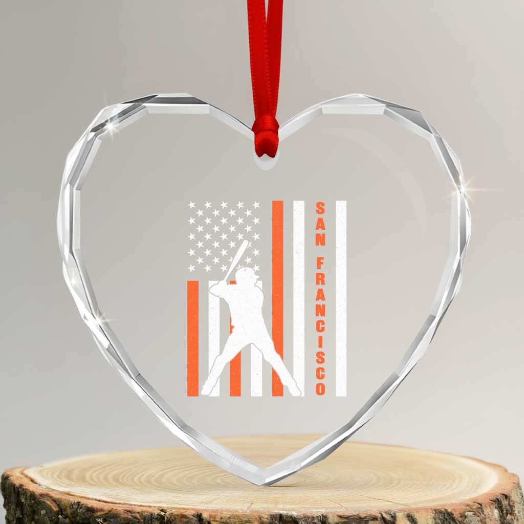 Retro San Francisco Heart Crystal Glass Ornament Cool Distressed Baseball Fans SF USA Flag TS10 Transparent Glass 3'' Heart Print Your Wear
