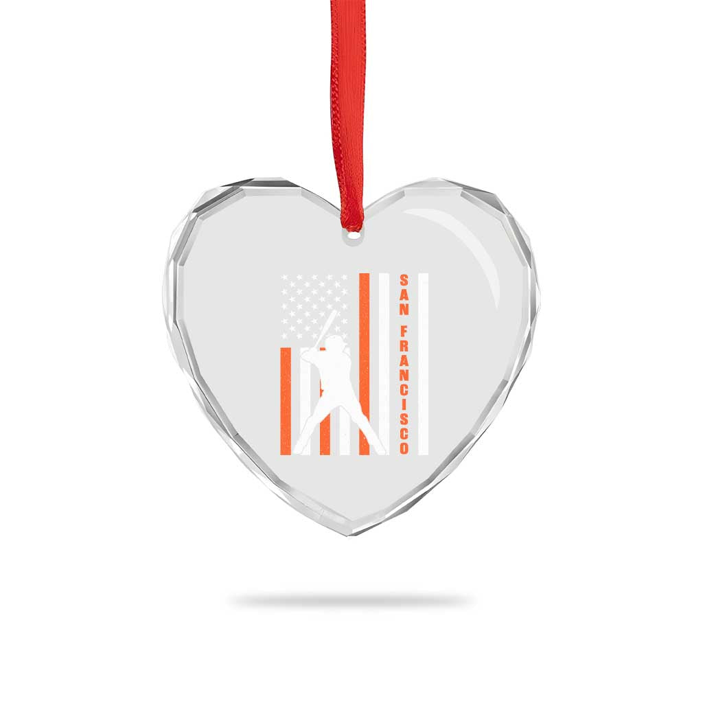 Retro San Francisco Heart Crystal Glass Ornament Cool Distressed Baseball Fans SF USA Flag TS10 Print Your Wear
