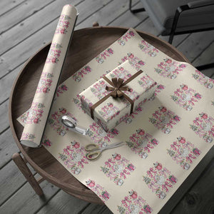 Retro Santa Claus Pink Coquette Bow Wrapping Paper Roll Festive Xmas Vibe TS02 Beige Print Your Wear