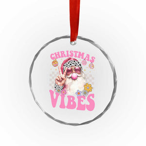 Retro Santa Crystal Glass Ornament Pink Xmas Vibes Groovy Santa Claus Womens Kids Girls Gifts TS10 Print Your Wear