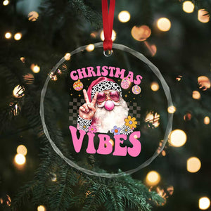 Retro Santa Crystal Glass Ornament Pink Xmas Vibes Groovy Santa Claus Womens Kids Girls Gifts TS10 Print Your Wear