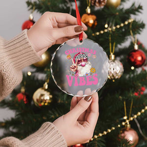 Retro Santa Crystal Glass Ornament Pink Xmas Vibes Groovy Santa Claus Womens Kids Girls Gifts TS10 Print Your Wear