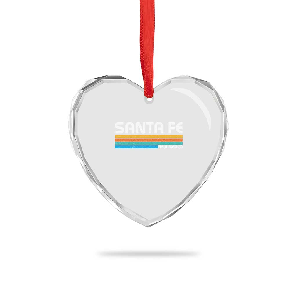 Retro Santa Fe New Mexico Distressed Souvenir Heart Crystal Glass Ornament