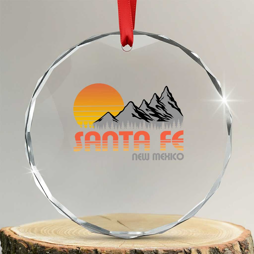 Retro Santa Fe New Mexico Mountain Southwest Crystal Glass Ornament TS14 Transparent Glass 3'' Circle Print Your Wear