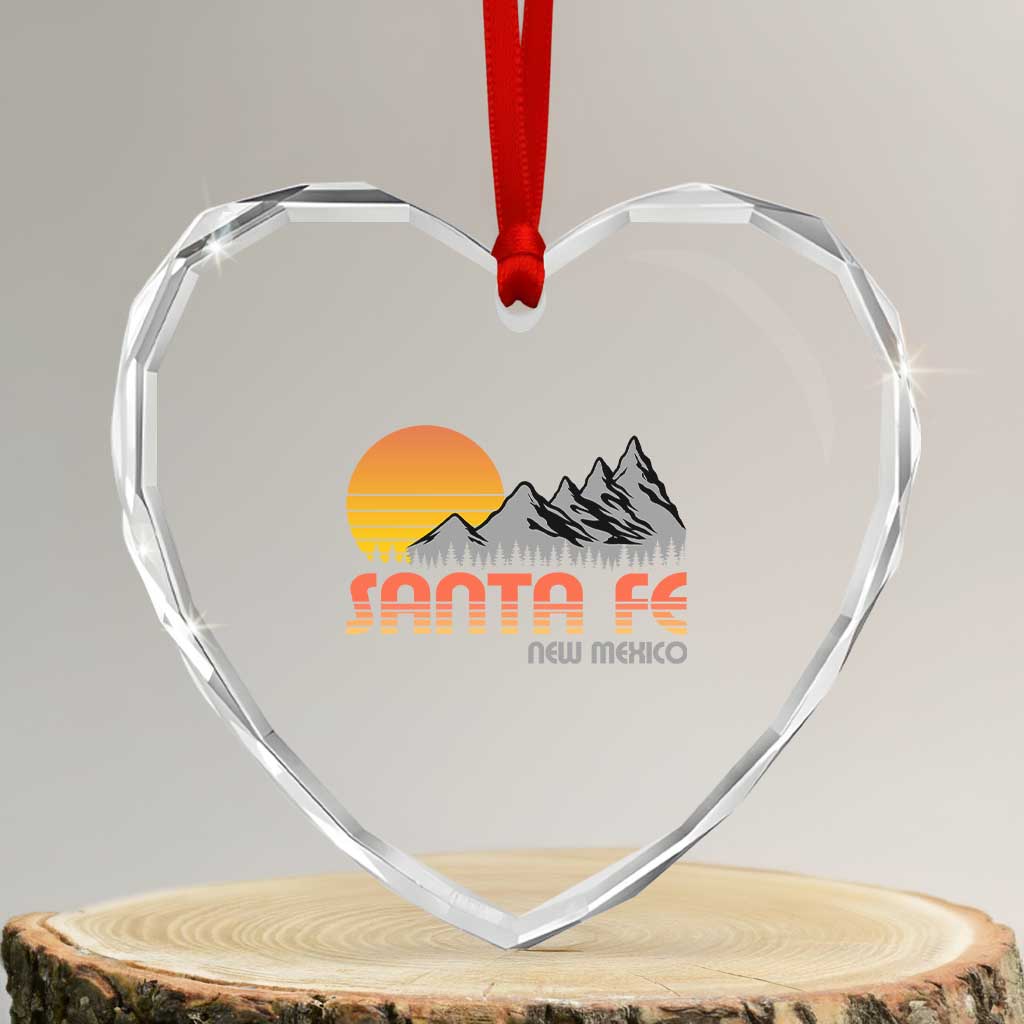 Retro Santa Fe New Mexico Mountain Southwest Heart Crystal Glass Ornament TS14 Transparent Glass 3'' Heart Print Your Wear